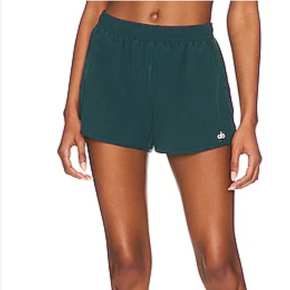 Alo Yoga Stride Short Midnight Green Lined Zipper Pocket Running Workout-Small - Picture 1 of 8